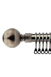 16-19mm Sphere Extendable  Metal Curtain Pole Set Black Silk 120-210Cm