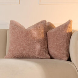 OHS 2 Pack Teddy Marl Fleece Cushion Covers, Blush - 45 X 45Cm