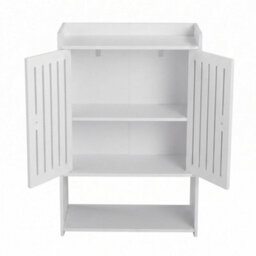 White Bathroom Wall Cabinet Storage Wall Shelves 2 Doors Cupboard - thumbnail 6