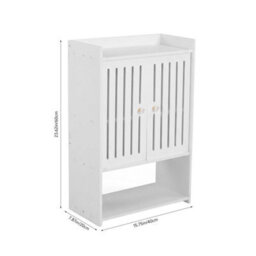 White Bathroom Wall Cabinet Storage Wall Shelves 2 Doors Cupboard - thumbnail 2