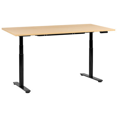 Beliani Electric Adjustable Standing Desk Destinas Black/ Light Brown 180 Cm 72 Cm - image 1