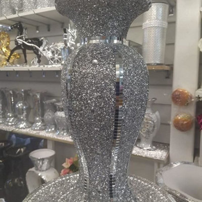 Biznest 40Cm Sparkle Vase Ornament Crushed Diamond Gift Crushed Mirrored Flower Pot Crushed Diamond Display