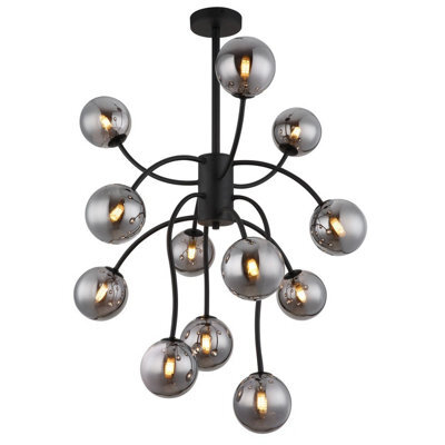 Luminosa Lighting Luminosa Riha Multi Arm Pendant Ceiling Light Matt Black 12X G9 Led 3000K - image 1