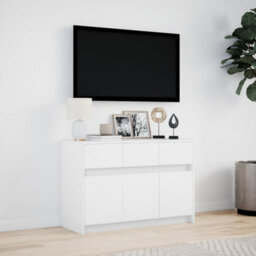 Berkfield Tv Cabinet With Led White 91X34X61 Cm Engineered Wood - thumbnail 4