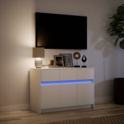 Berkfield Tv Cabinet With Led White 91X34X61 Cm Engineered Wood - thumbnail 5
