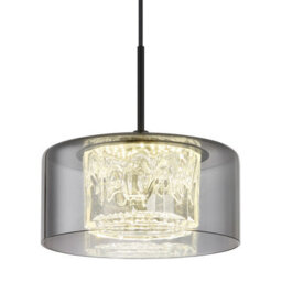 Luminosa Lighting Luminosa Fogsy Slim Pendant Ceiling Light Matt Black Smoke Glass Shade Led 4000K - thumbnail 3