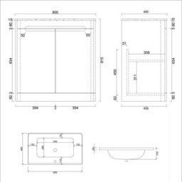 Royal Bathrooms Venice 800mm Sage Green Floor Standing Vanity Unit 2 Door With Ceramic Basin - thumbnail 9