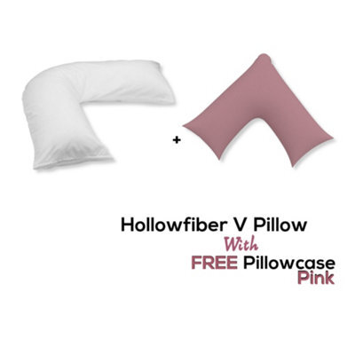 Chilimilii V Pillow With Free V Pillowcase Polycotton Cover Orthopedic Neck & Back Support Hollowfiber Filled Pillow