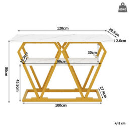 Btm Console Table 120X29.5X80Cm Wooden Frame Marble Look Top Dining Kitchen Balcony Table Modern Storage Furniture - thumbnail 4
