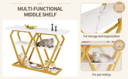 Btm Console Table 120X29.5X80Cm Wooden Frame Marble Look Top Dining Kitchen Balcony Table Modern Storage Furniture - thumbnail 9