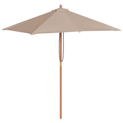Berkfield Elegant Outdoor Parasol With Wooden Pole 150X200 Cm Taupe - image 1