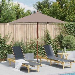 Berkfield Elegant Outdoor Parasol With Wooden Pole 150X200 Cm Taupe - thumbnail 2