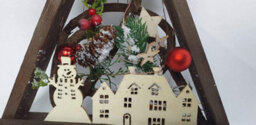Shatchi 40Cm Prelit Wooden Tree Frame Tabletop Decorations Xmas Ornament Gifts Decorated With Leaves Pine Cones Berries 3D Nordic Scene - thumbnail 3