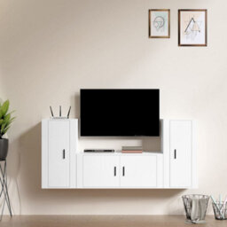 Berkfield Classic 3 Piece Tv Cabinet Set White Engineered Wood - thumbnail 2