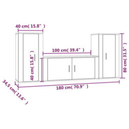 Berkfield Classic 3 Piece Tv Cabinet Set White Engineered Wood - thumbnail 8