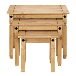Mews Corona Nest Of Tables Mexican Solid Pine Set Of 3 Coffee Side Table - thumbnail 2