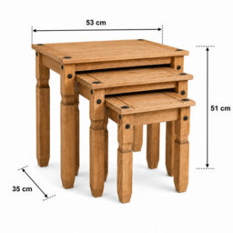 Mews Corona Nest Of Tables Mexican Solid Pine Set Of 3 Coffee Side Table - thumbnail 7