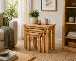 Mews Corona Nest Of Tables Mexican Solid Pine Set Of 3 Coffee Side Table - thumbnail 6