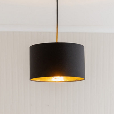 Valuelights Reni Black & Gold Inner Drum Ceiling Lamp Shade And Bulb (D)25Cm - image 1