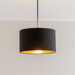 Valuelights Reni Black & Gold Inner Drum Ceiling Lamp Shade And Bulb (D)25Cm - thumbnail 1