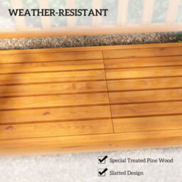 Outsunny Outdoor Bench With Liftable Middle Table, 153Cm Wood Garden Bench - thumbnail 5