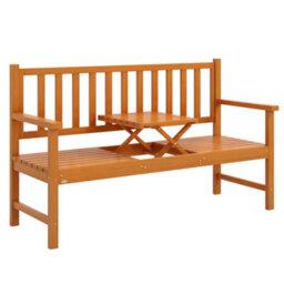 Outsunny Outdoor Bench With Liftable Middle Table, 153Cm Wood Garden Bench - thumbnail 2