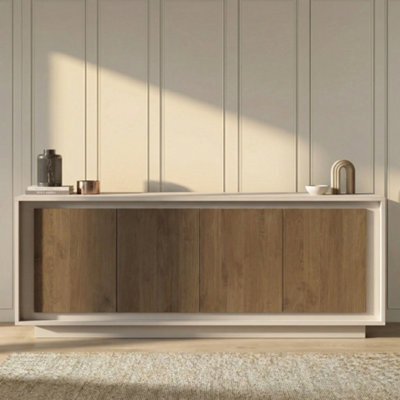 FurniComp LTD Furnicomp Berlin 4 Door 207Cm Cashmere And Mercure Oak Sideboard - image 1