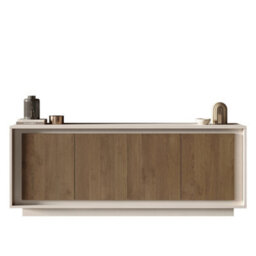 FurniComp LTD Furnicomp Berlin 4 Door 207Cm Cashmere And Mercure Oak Sideboard - thumbnail 2