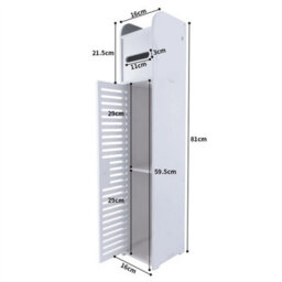 Type 3:16X16X81Cm White Tall Bathroom Storage Cabinet Narrow Freestanding Cabinet Modern Shelf - thumbnail 2