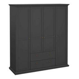 Wyld Haus Osaka Farmhouse Dark Grey Wooden Wardrobe 4 Doors 2 Drawers - thumbnail 3