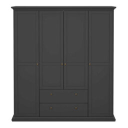 Wyld Haus Osaka Farmhouse Dark Grey Wooden Wardrobe 4 Doors 2 Drawers - thumbnail 4