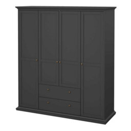 Wyld Haus Osaka Farmhouse Dark Grey Wooden Wardrobe 4 Doors 2 Drawers - thumbnail 5
