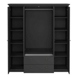 Wyld Haus Osaka Farmhouse Dark Grey Wooden Wardrobe 4 Doors 2 Drawers - thumbnail 8