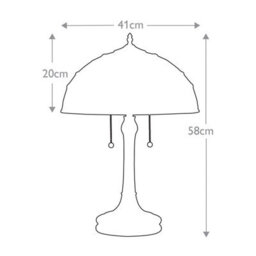 Luminosa Lighting Elstead Kami 2 Light Tiffany Table Lamp Vintage Bronze, E27 - thumbnail 5