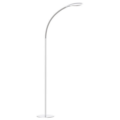 Grey High Vision Floor Standing Led Lamp - Mains Powered Light With Gooseneck Arm, Foot Switch & 400 Lumen Illumination - H138Cm - image 1