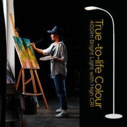 Grey High Vision Floor Standing Led Lamp - Mains Powered Light With Gooseneck Arm, Foot Switch & 400 Lumen Illumination - H138Cm - thumbnail 3