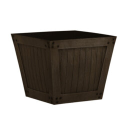 Simpa 2Pc Dark Brown Slatted Wood Style Plastic Planters 40Cm (Dia) - thumbnail 2