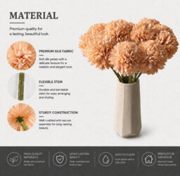Amorly 24Pcs Artificial Pure Champagne Ball Chrysanthemum Flowers Artificial Mums Flowers For Home Table Centerpiece Decor Silk Flowers - thumbnail 3