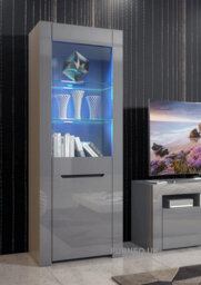 Furneo High Gloss & Matt Grey Display Cabinet Cupboard Milano 09G Blue Led Lights - thumbnail 1
