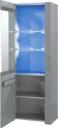 Furneo High Gloss & Matt Grey Display Cabinet Cupboard Milano 09G Blue Led Lights - thumbnail 2