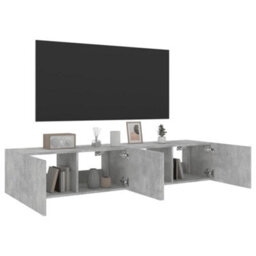 Berkfield Durable Tv Wall Cabinets With Led Lights 2 Pcs Concrete Grey 80X35X31 Cm - thumbnail 6