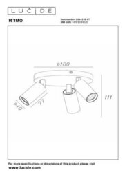 Lucide Ritmo Ceiling Spotlight Diameter 18Cm 3Xgu10 (Mr11) - Coffee - thumbnail 5
