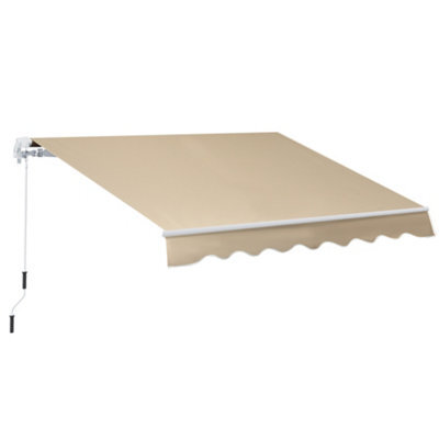 Outsunny 2.5M X 2M Garden Patio Manual Awning Canopy W/ Winding Handle Khaki - image 1