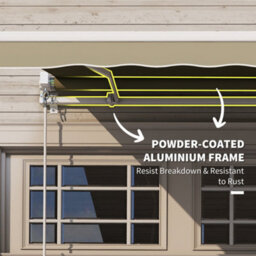 Outsunny 2.5M X 2M Garden Patio Manual Awning Canopy W/ Winding Handle Khaki - thumbnail 6