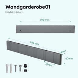 Gray Foldable Aluminium Wall Coat Rack 6 Hooks - thumbnail 2