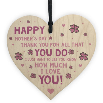 Red Ocean Cute Mothers Day Gift For Mum Nan Grandma Nanny Wooden Heart Gift For Her - image 1