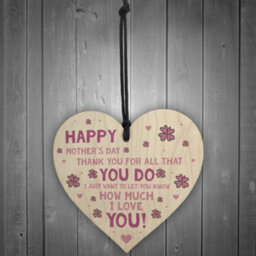 Red Ocean Cute Mothers Day Gift For Mum Nan Grandma Nanny Wooden Heart Gift For Her - thumbnail 2