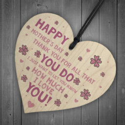 Red Ocean Cute Mothers Day Gift For Mum Nan Grandma Nanny Wooden Heart Gift For Her - thumbnail 6