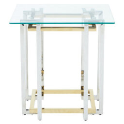 Orsina Glass Top Side Table, Gold And Silver Luxury Side Table, Modern Side Table With Glass Top, Sofa Side Table - thumbnail 3