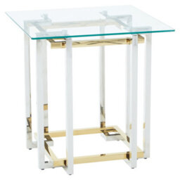 Orsina Glass Top Side Table, Gold And Silver Luxury Side Table, Modern Side Table With Glass Top, Sofa Side Table - thumbnail 2